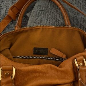 J.Crew Brown Leather Tote with Gold Accents